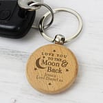 Personalised Moon & Back Wooden Keyring - ItJustGotPersonal.co.uk