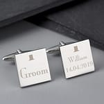 Personalised Decorative Wedding Groom Square Cufflinks - ItJustGotPersonal.co.uk