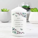 Personalised Forget me not Pillar Candle - ItJustGotPersonal.co.uk