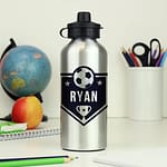 Personalised Football Silver Drinks Bottle - ItJustGotPersonal.co.uk