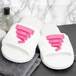 Personalised Pink Banner Velour Slippers - ItJustGotPersonal.co.uk