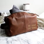 Personalised Luxury Brown leatherette Wash Bag - ItJustGotPersonal.co.uk