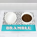 Personalised Blue Spots Dog Pet Bowl Mat - ItJustGotPersonal.co.uk