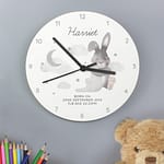 Personalised Baby Bunny White Wooden Clock - ItJustGotPersonal.co.uk