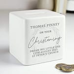 Personalised Christening Ceramic Square Money Box - ItJustGotPersonal.co.uk