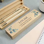 Personalised Eucalyptus Wooden Pen and Pencil Set - ItJustGotPersonal.co.uk