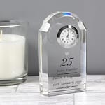 Personalised Silver Anniversary Crystal Clock - ItJustGotPersonal.co.uk