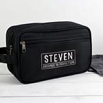 Personalised Free Text Black Toiletry Bag - ItJustGotPersonal.co.uk