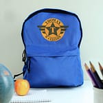 Personalised Badge Blue Backpack - ItJustGotPersonal.co.uk