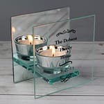 Personalised Antique Scroll Mirrored Glass Tea Light Candle Holder - ItJustGotPersonal.co.uk