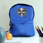 Personalised Football Blue Backpack - ItJustGotPersonal.co.uk