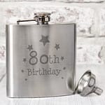 80th Birthday Hip Flask - ItJustGotPersonal.co.uk