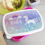 Personalised Unicorn Name Only Pink Lunch Box - ItJustGotPersonal.co.uk