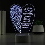 Personalised Angel Wings Memorial Colour Changing LED Light - ItJustGotPersonal.co.uk