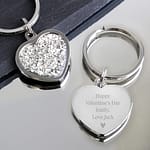 Personalised Free Text Diamante Heart Keyring - ItJustGotPersonal.co.uk
