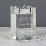Personalised Ornate Swirl Glass Tea Light Candle Holder - ItJustGotPersonal.co.uk