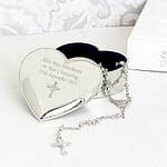 Personalised Rosary Beads and Cross Heart Trinket Box - ItJustGotPersonal.co.uk