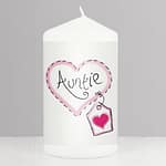 Auntie Heart Stitch Pillar Candle - ItJustGotPersonal.co.uk