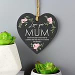 Personalised Abstract Rose Printed Slate Heart Decoration - ItJustGotPersonal.co.uk