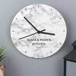 Personalised Marble Effect Wooden Clock - ItJustGotPersonal.co.uk