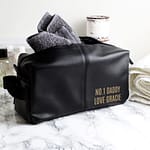 Personalised Luxury Black leatherette Wash Bag - ItJustGotPersonal.co.uk