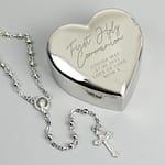 Personalised First Holy Communion Rosary Beads and Cross Heart Trinket Box - ItJustGotPersonal.co.uk