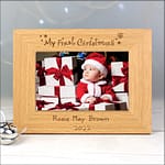 Personalised Oak Finish 6x4 My First Christmas Photo Frame - ItJustGotPersonal.co.uk