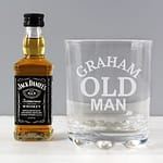 Personalised Old Man Tumbler and Whiskey Miniature Set - ItJustGotPersonal.co.uk
