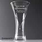 Personalised Silver Anniversary Large Hand Cut Diamante Heart Vase - ItJustGotPersonal.co.uk