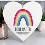 Personalised Rainbow Large Wooden Heart Decoration - ItJustGotPersonal.co.uk