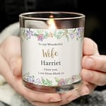 Personalised Floral Watercolour Scented Jar Candle - ItJustGotPersonal.co.uk