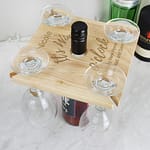Personalised Wine O'clock Four Wine Glass Holder & Bottle Holder - ItJustGotPersonal.co.uk