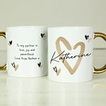 Personalised Hearts Gold Handled Mug - ItJustGotPersonal.co.uk