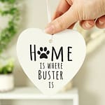Personalised 'Home is Where' Pet Wooden Heart Decoration - ItJustGotPersonal.co.uk