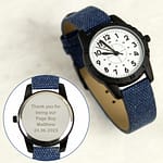 Personalised Black with Blue Canvas Strap Boys Watch - ItJustGotPersonal.co.uk