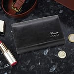 Personalised Name & Hearts Black Leather Purse - ItJustGotPersonal.co.uk