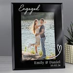 Personalised Heart Black Glass 7x5 Photo Frame - ItJustGotPersonal.co.uk