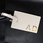 Personalised Gold Initials Cream Luggage Tag - ItJustGotPersonal.co.uk