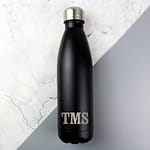 Personalised Initials Black Metal Insulated Drinks Bottle - ItJustGotPersonal.co.uk