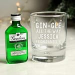 Personalised Gingle Bells Bubble Glass & Gin Miniature Set - ItJustGotPersonal.co.uk
