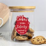 Personalised Christmas Glass Jar with Bamboo Lid - ItJustGotPersonal.co.uk
