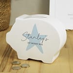 Personalised Blue Star Piggy Bank - ItJustGotPersonal.co.uk