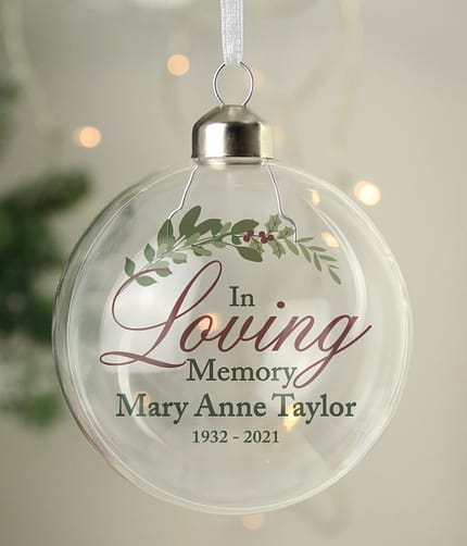 Personalised In Loving Memory Glass Bauble - ItJustGotPersonal.co.uk