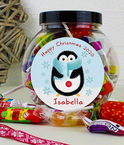 Personalised Felt Stitch Penguin Sweet Jar - ItJustGotPersonal.co.uk