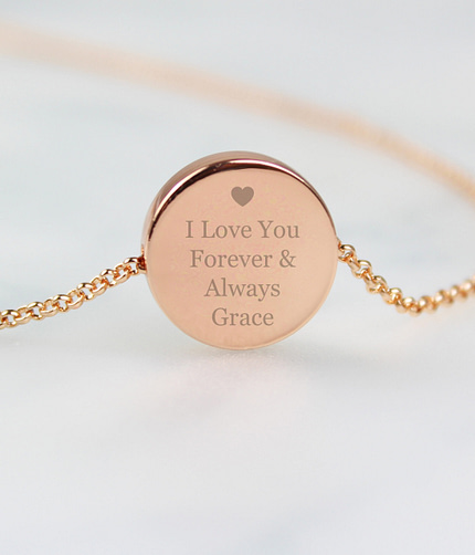 Personalised Heart Rose Gold Toned Disc Necklace - ItJustGotPersonal.co.uk