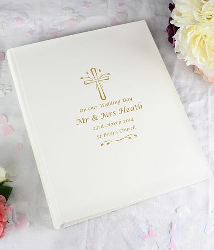 Personalised Gold Cross Traditional Photo Album - ItJustGotPersonal.co.uk