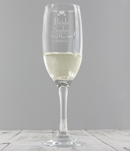 Personalised Decorative Wedding Bride Glass Flute - ItJustGotPersonal.co.uk
