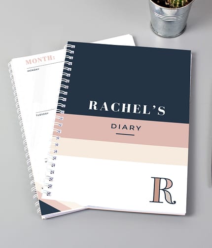 Personalised Free Text Navy & Blush A5 Diary - ItJustGotPersonal.co.uk