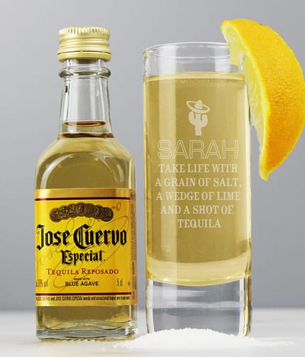 Personalised Tequila Shot Glass and Miniature Tequila - ItJustGotPersonal.co.uk