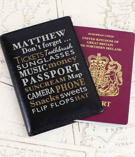 Personalised Don't Forget... Black Passport Holder - ItJustGotPersonal.co.uk